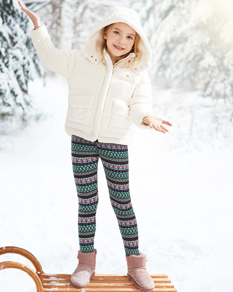 BOOPH Girls Winter Thick Warm Pant Fleece Lined Leggings 6-7 Years Bohemian - Image 3